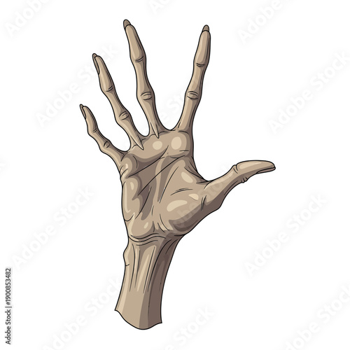 Creepy Skeleton Hand Reaching Up, Horror Hand Illustration