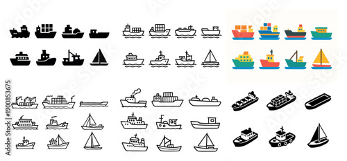 Variety of ship and boat icons