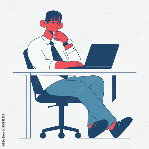 Man Working on Laptop Computer.