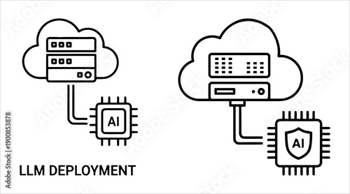 LLM deployment icons for secure large language model hosting and cloud ai infrastructure
