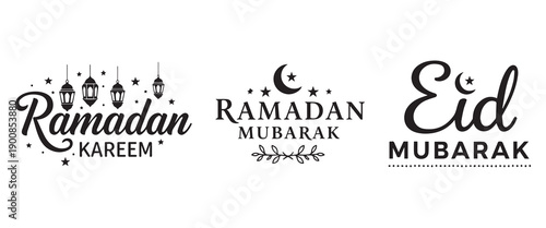 Ramadan and eid mubarak islamic greeting card