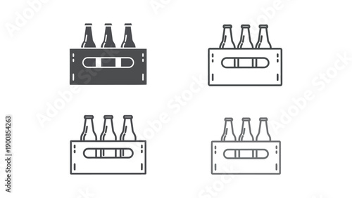 Set of four different styles representing a beverage carrier holding three bottles