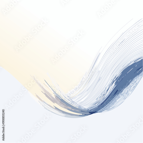 Abstract blue wave design element on white background.