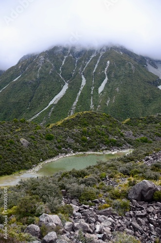blue lakes in the mountains of New Zealand