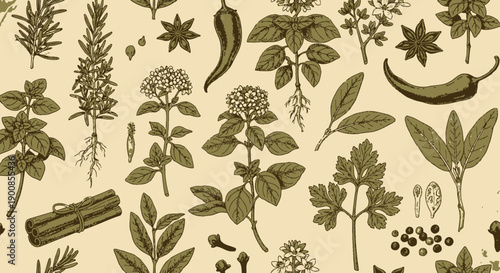 Vibrant herbs and spices collection for culinary and medicinal use