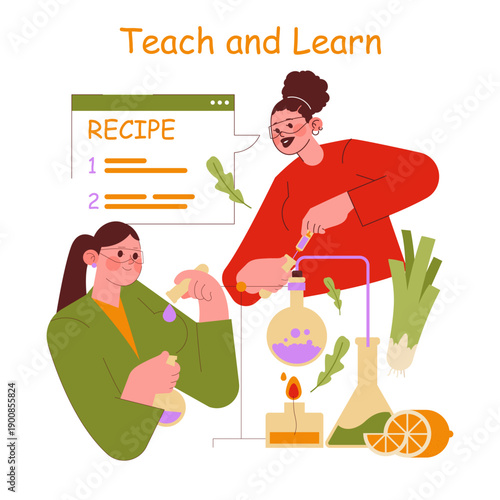 Culinary Science Lesson Vector Illustration with Students