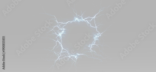 Foto Lightning, electric, storm, power, strike blue bolt lines twist through darkness