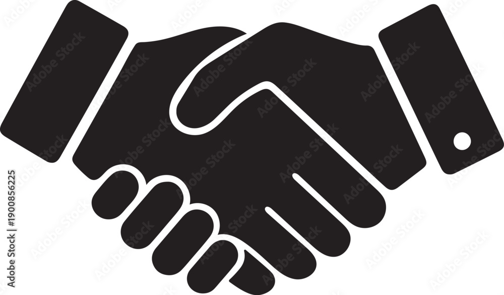 Obraz premium Handshake silhouette icon business agreement, partnership and cooperation symbol vector illustration.