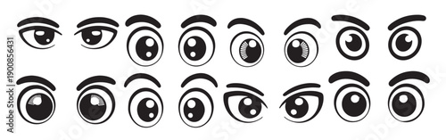  collection of cartoon eyes illustrations black and white