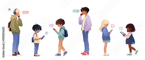 diverse kids and teenagers of different ages and ethnicities