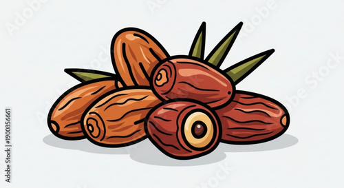 Dates Fruit Illustration Isolated on White Background