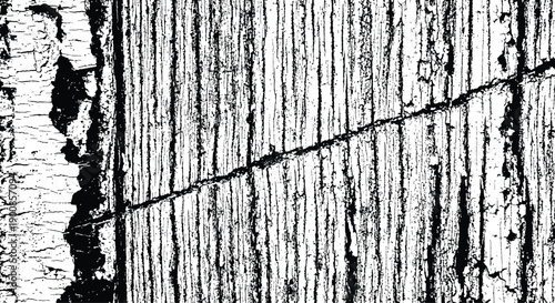 A close-up view of a weathered wooden fence with a wire running through it. Vector