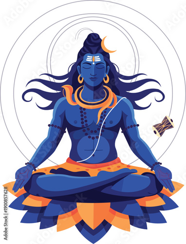 Mahashivratri Lord Shiva Meditating in Lotus Pose