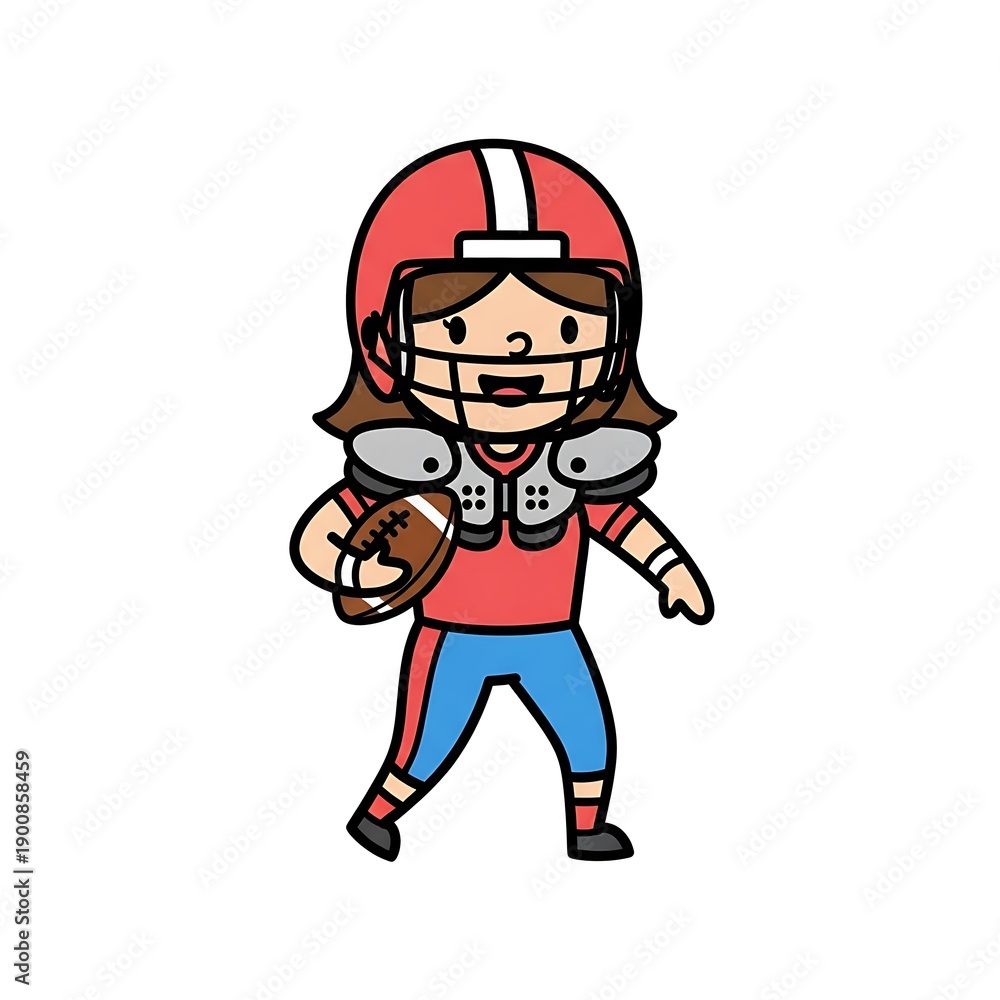 Fototapeta premium Cartoon American Football Player Running with Ball.