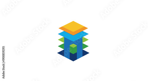 3D Geometric Shapes Stacked Colorful Object.