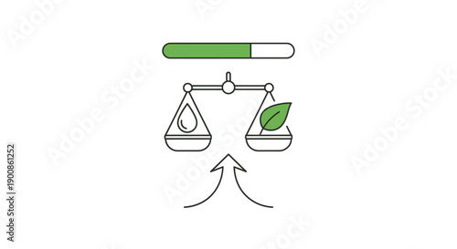 Balance Scale Weighing Oil Drop and Leaf.