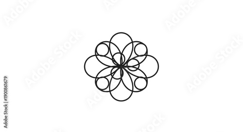 Black flower shaped wire sculpture.