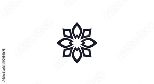 Black Floral Mandala Design Element Isolated.