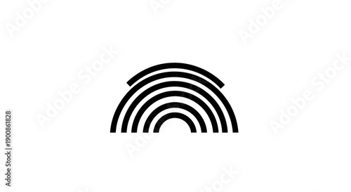 Black semicircle lines graphic design element.