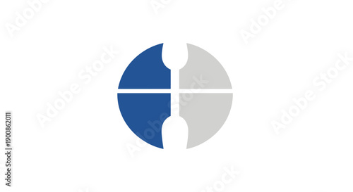 Blue and gray puzzle piece logo.