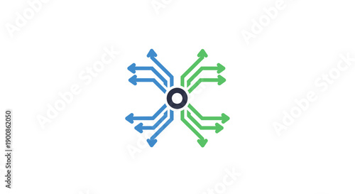 Blue and Green Arrows Radiating from Center.