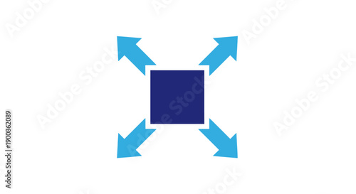Blue square with four arrows pointing.
