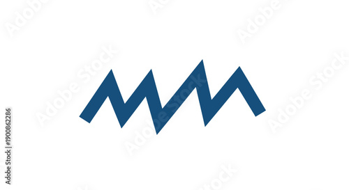 Blue zigzag line graphic symbol icon.