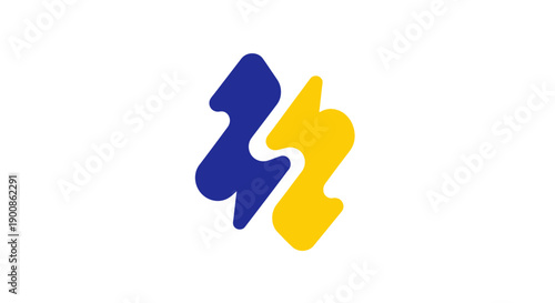 Blue and yellow abstract shapes.