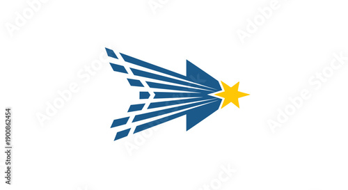 Blue Shooting Star with Yellow Center.