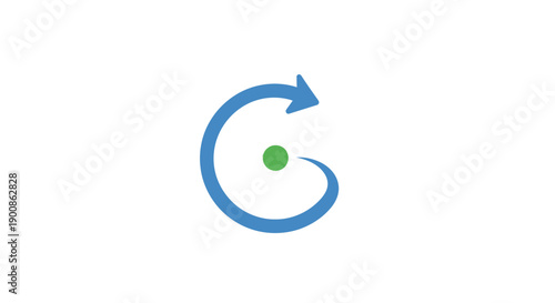 Blue Circular Arrow with Green Dot Center.