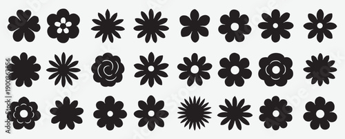 Diverse Flower Silhouettes petal bloom