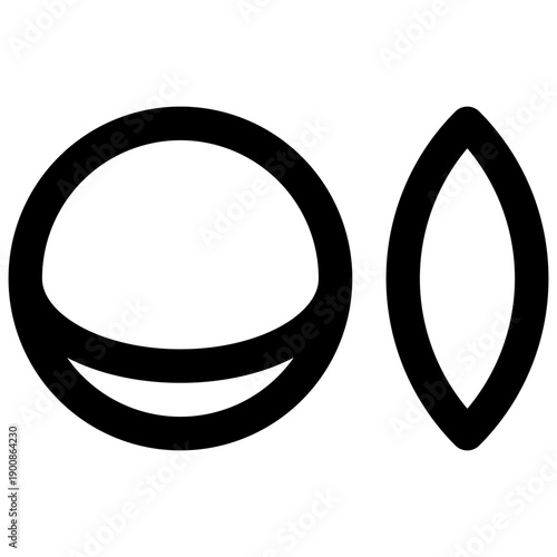 Convex lens. Editable stroke vector icon.