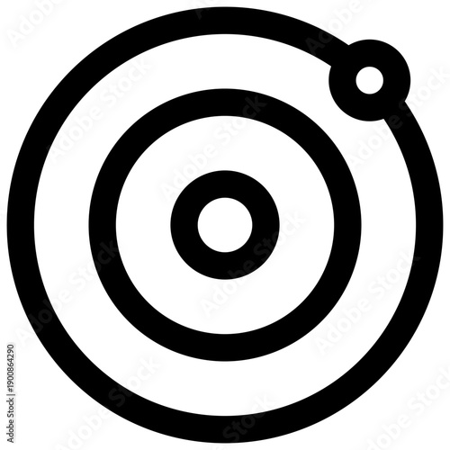 Planetary model of the atom. Editable stroke vector icon.