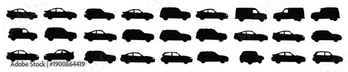 group of automobile silhouettes 