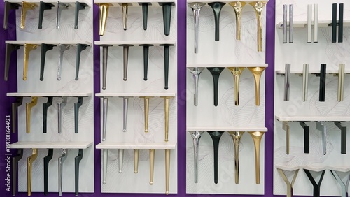 Furniture and table legs hardware display for interior design