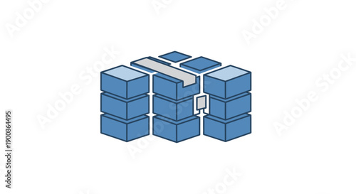 Stack of blue boxes with lock icon.