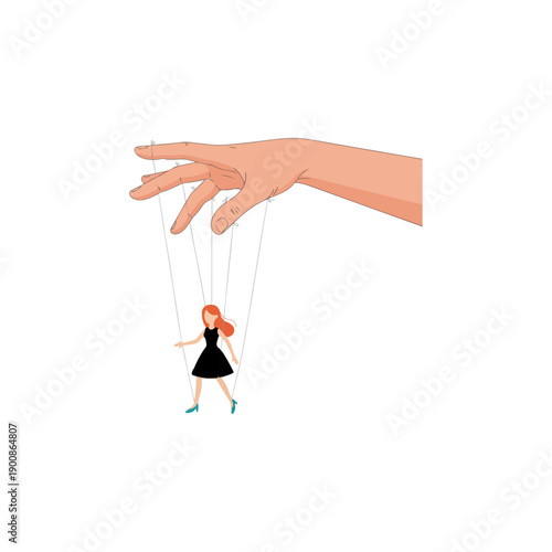 Hand Controlling Puppet with Strings.