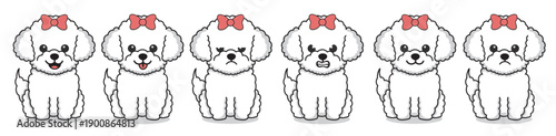 set of poodle dogs with pink bow