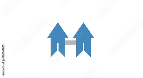 Two Blue Arrows Pointing Upwards Together.