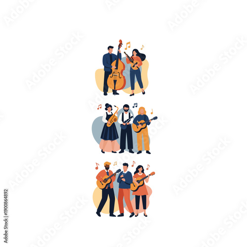 Musicians Playing Various Musical Instruments Together.