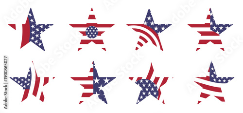 set of usa flag star icons for patriotic themed design
