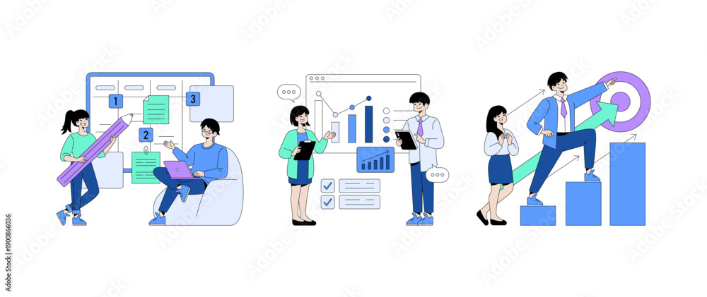 Fototapeta premium Business Team Planning and Strategy Vector Illustration