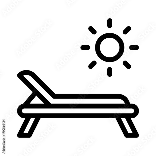 sun lounger line icon