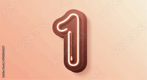 A 3D neon sign shaped like the number one glows against a soft gradient background