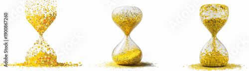 Digital hourglass of time and sand erosion