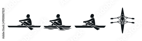 Rowing silhouette sequence on gradient background