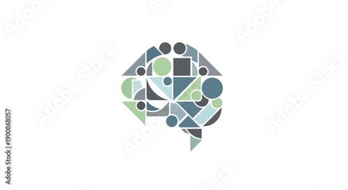 Brain made of geometric shapes.