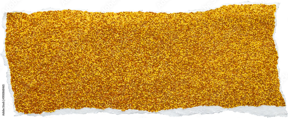 Obraz premium Ripped gold glitter paper torn edges strips isolated background