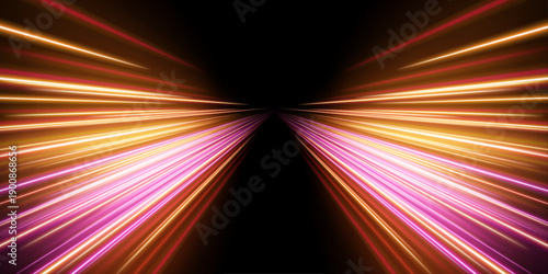 Fuchsia neon highway with sparkling motion trails, radiant light streaks and dynamic futuristic speed effect vector
