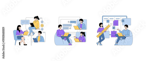 Team Collaboration and Project Planning Vector Illustration